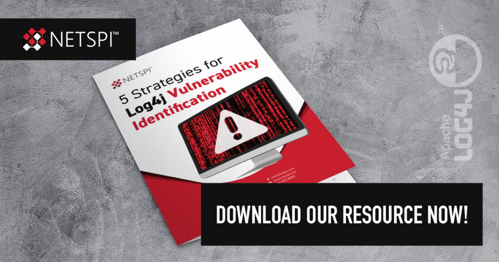 Download NetSPI's Resource, "5 Strategies for Log4j Vulnerability Identification" Now!